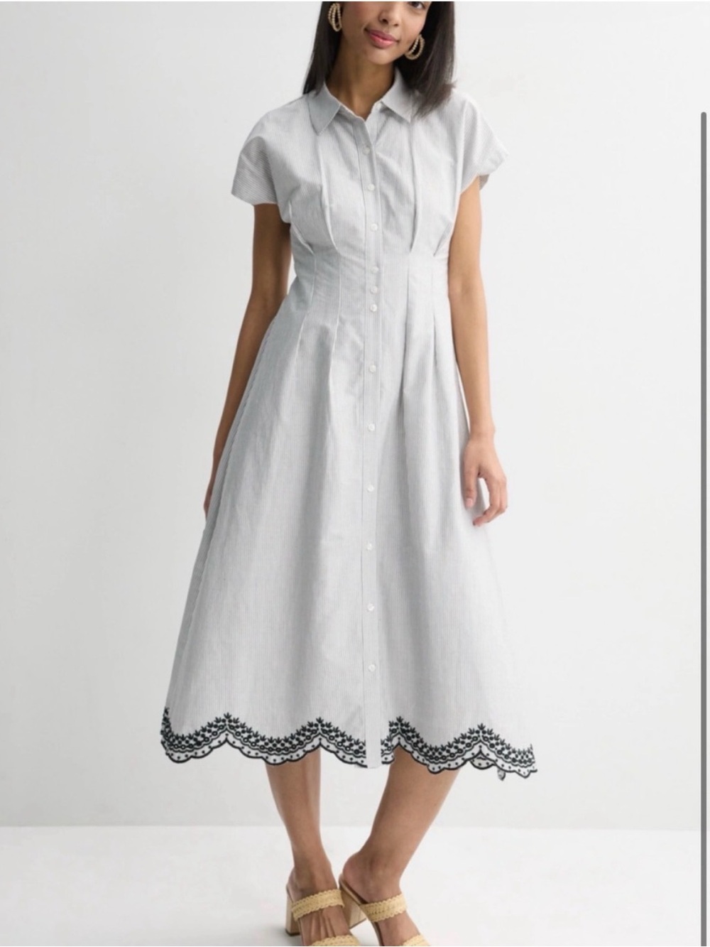 Nine West Cinched Waist Midi Shirt Dress